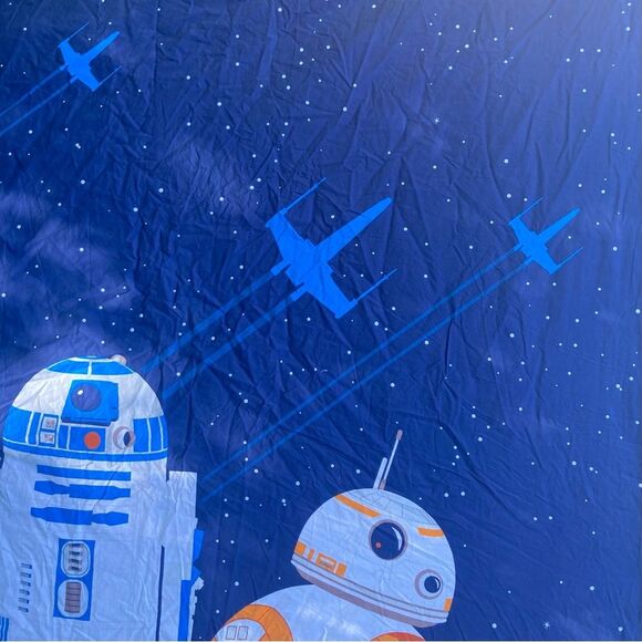STAR WARS Droids R2-D2 and BB-8 Organic Cotton Navy Blue Duvet Cover TWIN Size - Picture 4 of 12